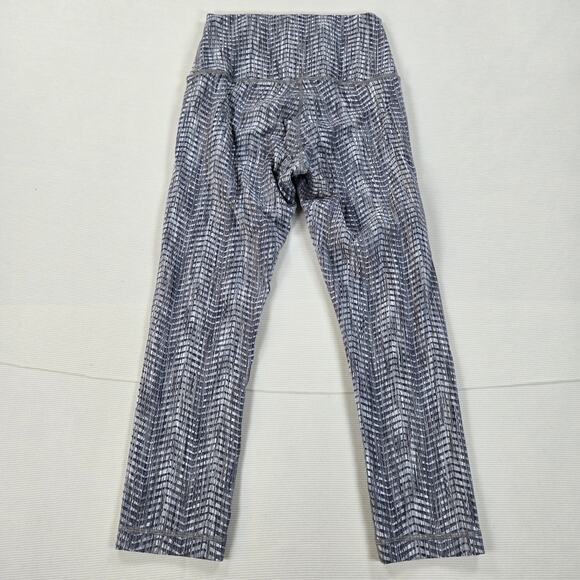 Lululemon Wunder Under Crop Leggings in Jacquard Battleship Silver Spoon Size 6 - Picture 7 of 9